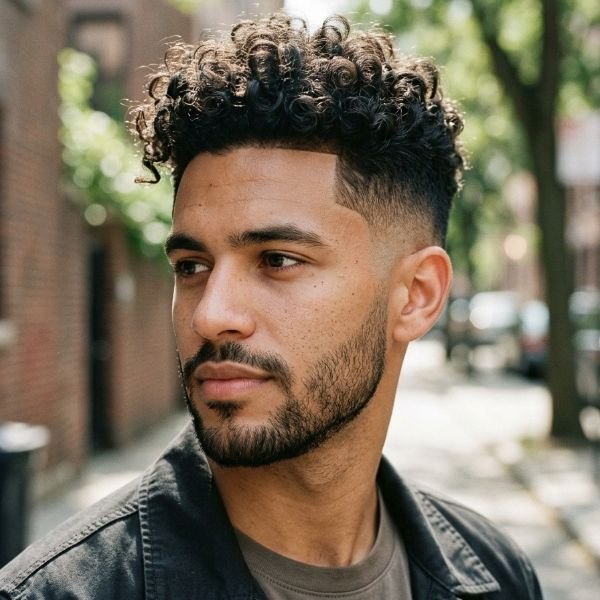 Mid Fade with Curly Hair