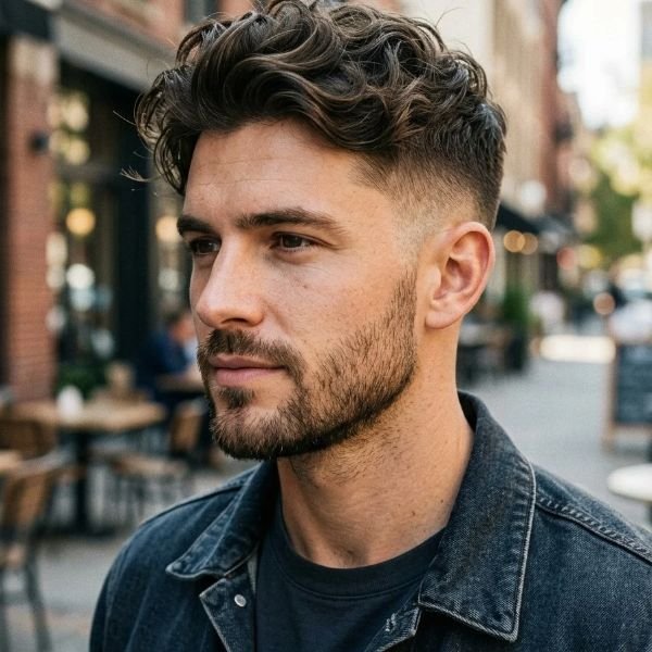 Mid Fade with Wavy Hair