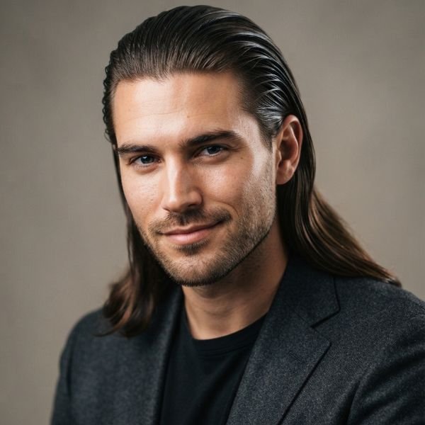Slicked-Back Long Hair